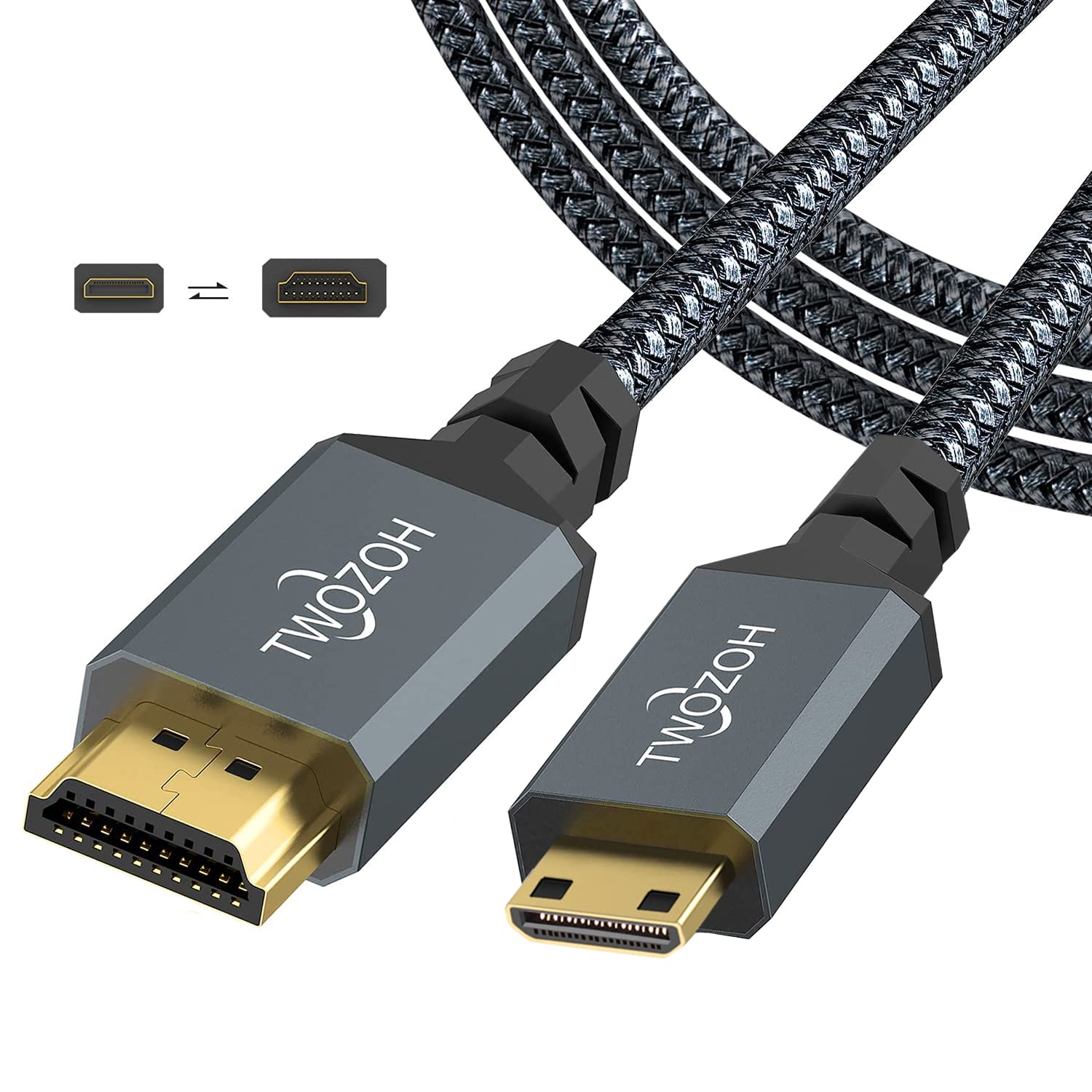 Cable Mini HDMI Tipo A a HDMI Tipo C, 2M, Cable Mini HDMI 2.0a/b, 2.0,  1.4a, 4K Ultra HD, 3D, Full HD 1080p, HDR 
